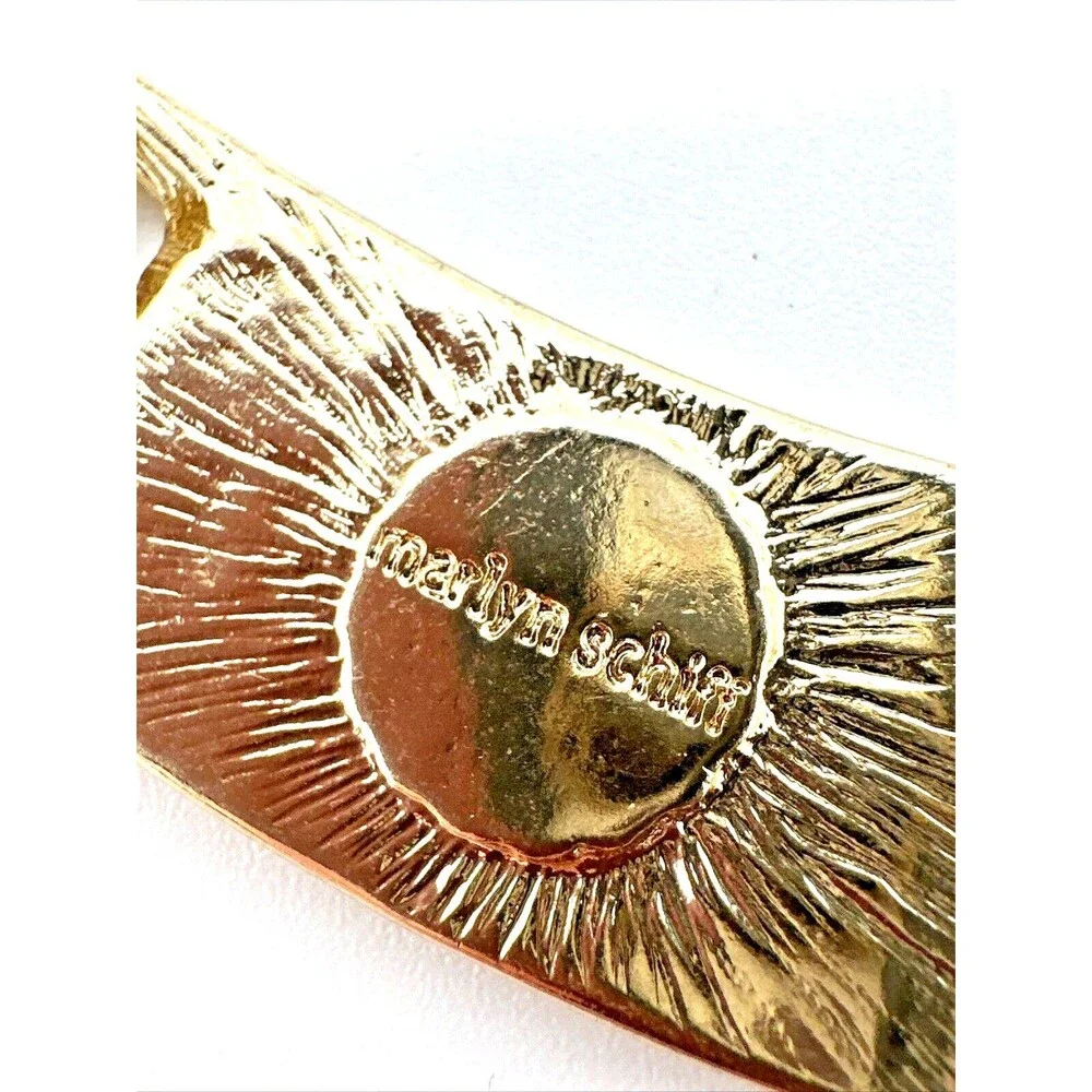 Vintage Marlyn Schiff Enamel Choker Necklace Ivory Gold Tone Statement Collar